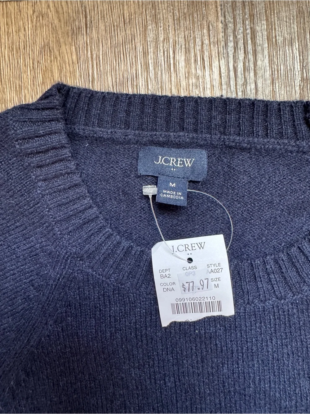 NWT J.Crew Men’s Lambswool Blend Crewneck Sweater Navy M